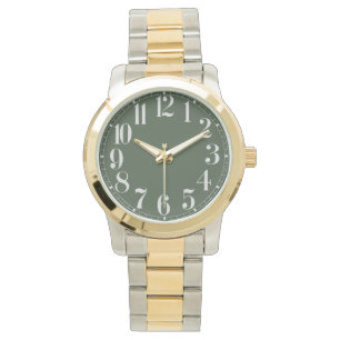 Montre Sage foncé et argenté grand nombre