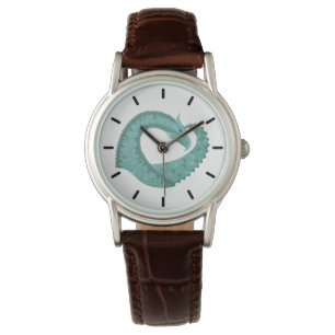 Montre Sage vert coeur dragon sur blanc