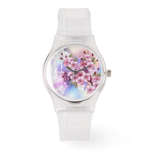Montre Sakura rose sur la peinture Arrière - plan