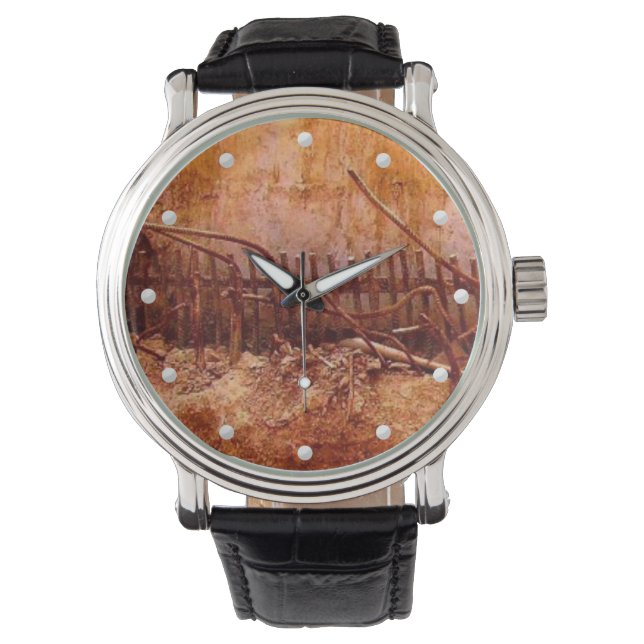 Montre Salissure orange et barres métalliques rouillées p (devant)