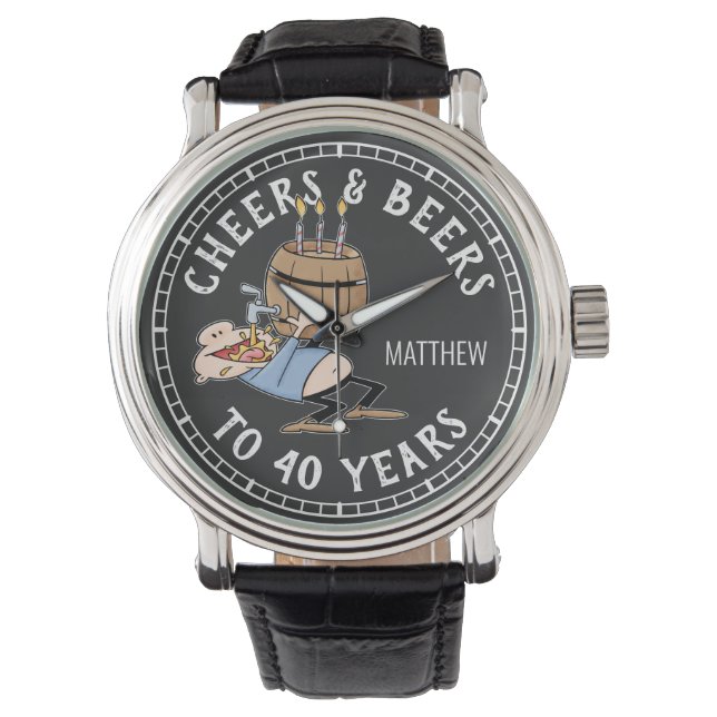 Montre Salutations Et Bières 40e Anniversaire Noir Et Bla (devant)