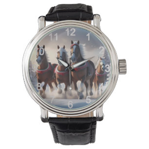 Montre Santas Chevaux de Neige de Noël,