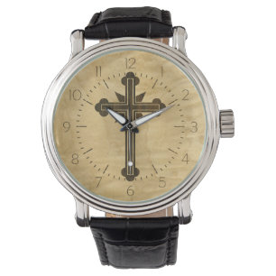 Montre Santorin Croix chrétienne Bois de rose en bois