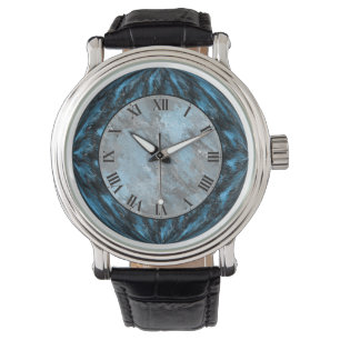 Montre Sapphire Blue Faux Marble Wrist Watch