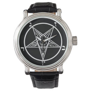 montre satan en métal de sigil noir de baphomet