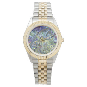 Montre Sauge vert olive, bleu violet bordeaux abstrait