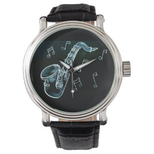 Montre Saxophone et notes de musique