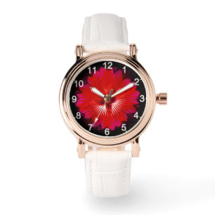 Montre "Scarlet Bloom : Kaléidoscope d'Hibiscus Rouge"