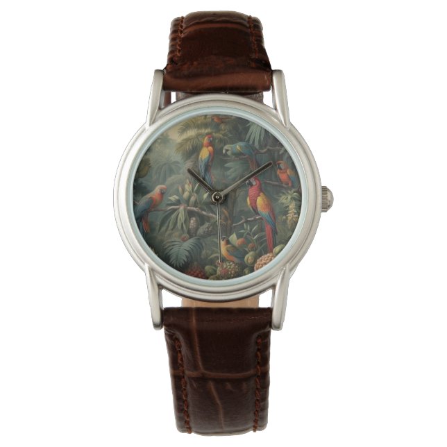 Montre Scène botanique de perroquets et ananas (devant)