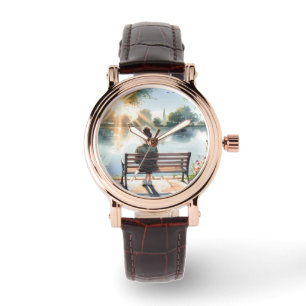 Montre Scène de lac aux reflets de coucher de soleil