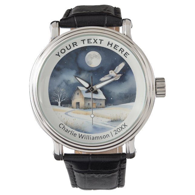 Montre Scène de neige hivernale avec Chouette d'Amérique  (devant)