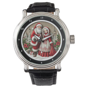 Montre Scène de Noël avec le Père Noël et Madame Claus