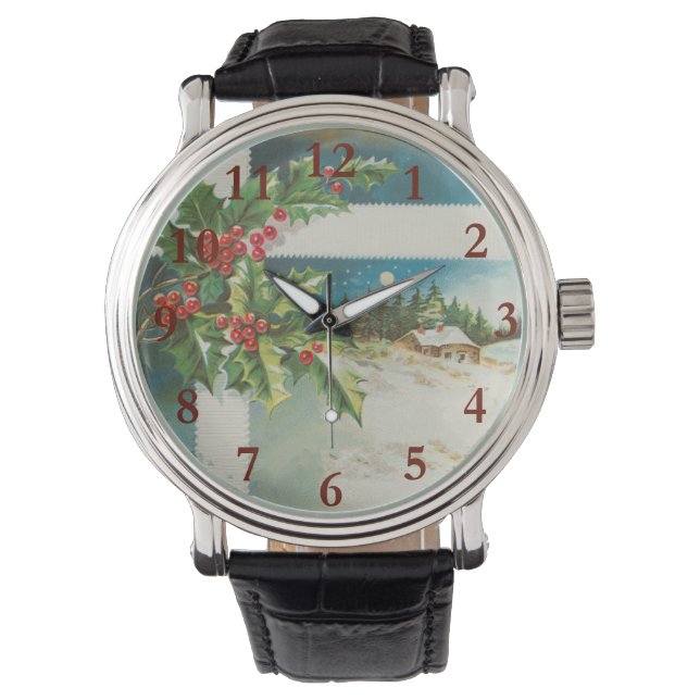 Montre Scène de Noël Hiver de neige blanche (devant)