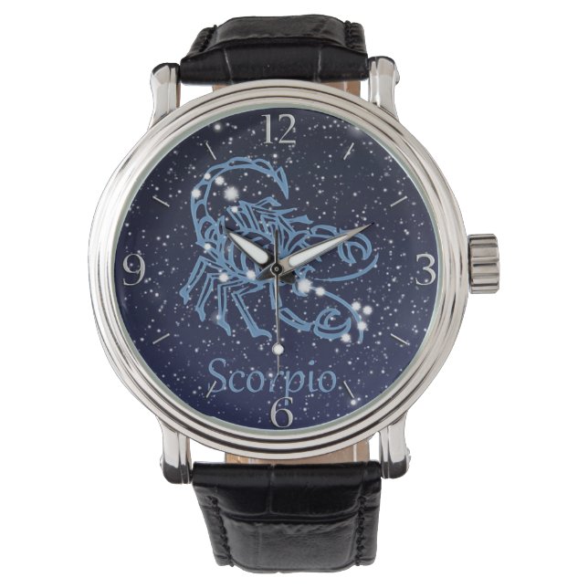 Montre Scorpio Constellation et signe Zodiaque avec étoil (devant)