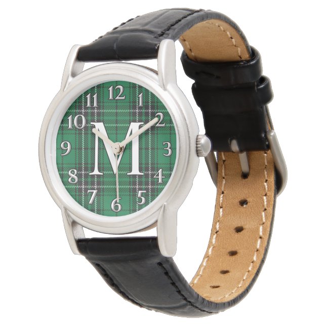Montre Scottish Clan MacLean M Monogram Chasse Tartan (Incliné)
