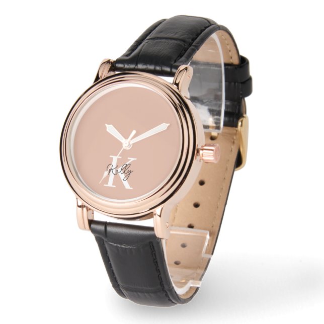 Montre Script de monogramme rose vierge moderne (Angle)
