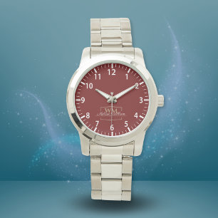 Montre Script de nom de monogramme or blanc rouge