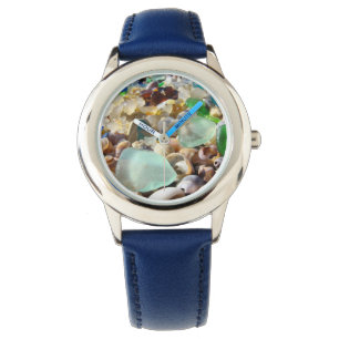 Montre Seaglass bleu observe les coquilles faites sur