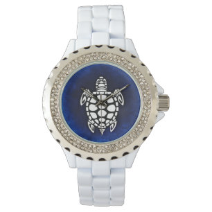 MONTRE SEATURTLE.TOURNER. DÉCORATION NOIRE ET BLANCHE.