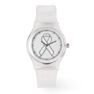 Montre Sensibilisation au ruban blanc sur le socle imprim