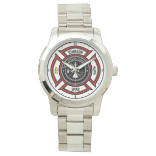 Montre Service d'incendie AJOUTER LE NOM Pompier Insigne