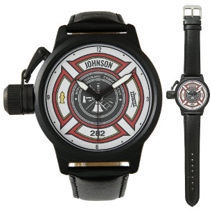 Montre Service d'incendie AJOUTER LE NOM Pompier Insigne 