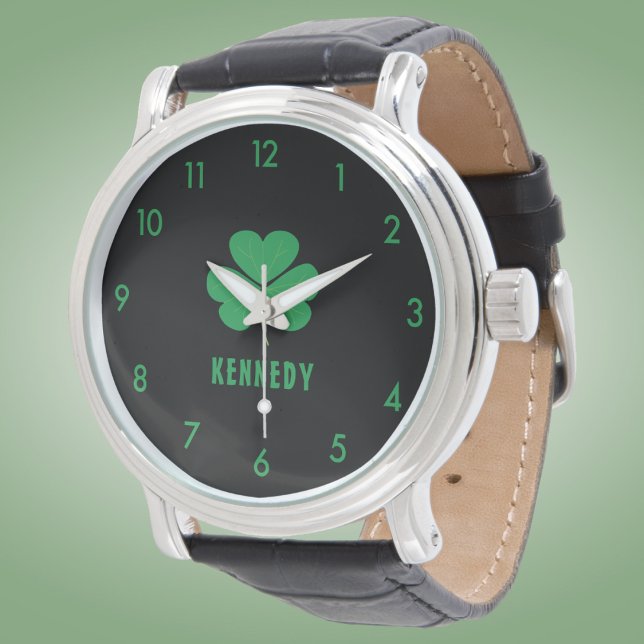 Montre Shamrock Green Clover Irlande Celtic Irish Nom (Créateur téléchargé)