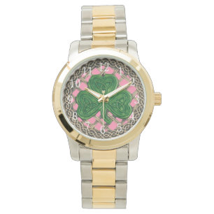 Montre Shamrock Rose Sur Céltic Knots Watch