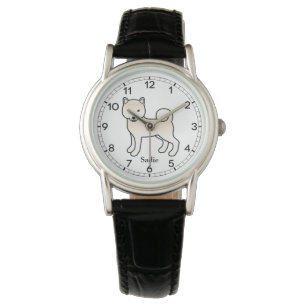 Montre Shiba Inu crème Chien de dessin animé mignon & nom