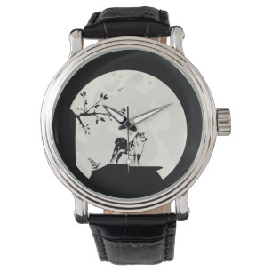 Montre Shiba Inu Dog Full Moon Silhouette