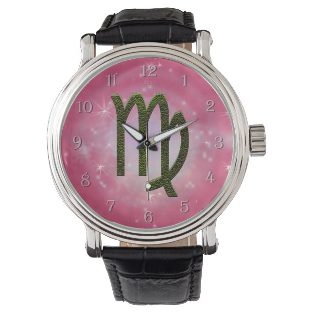Montre Signe astrologique Virgo Zodiac couleur Pick (devant)