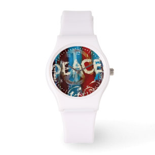 Montre Signe de paix Abstrait de couleur patriotique