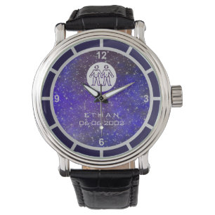 Montre Signe Gemini Zodiac Nom personnalisé élégant Da