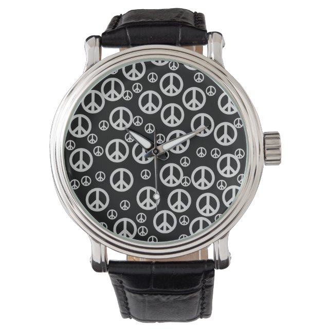Montre Signes de paix noirs et blancs (devant)