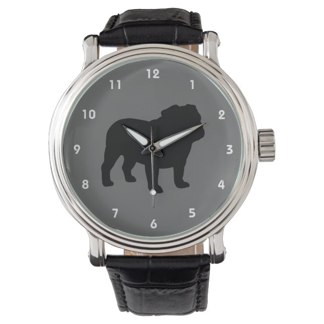 Montre Silhouette de Bulldog anglais (devant)