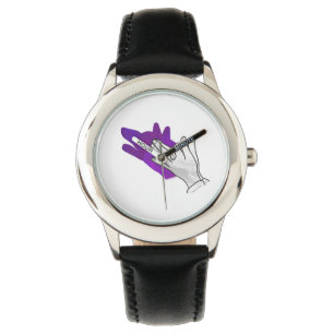 Montre Silhouette de main de loup Violet