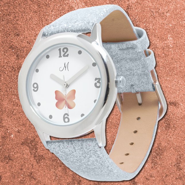 Montre silhouette de papillon à look or rose (Créateur téléchargé)