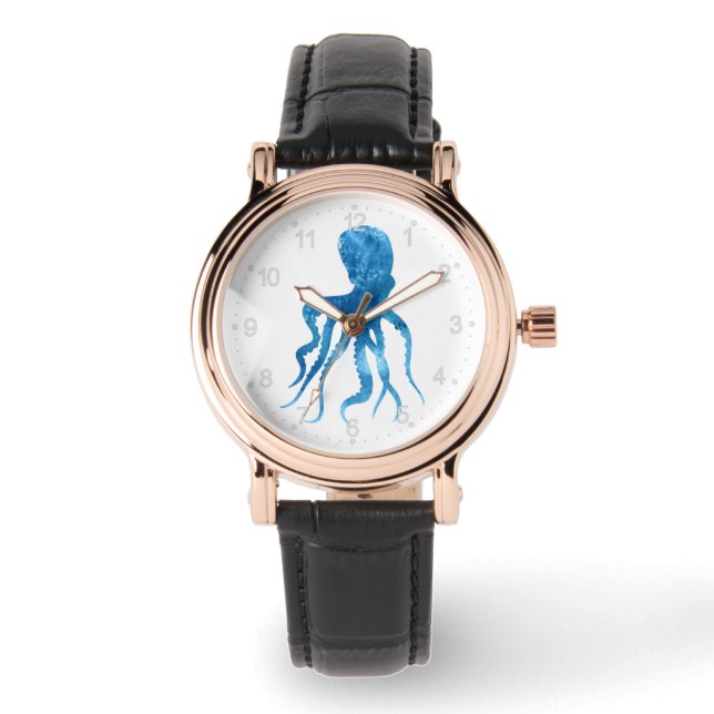 Montre Silhouette de poulpe aquarelle (Recto)