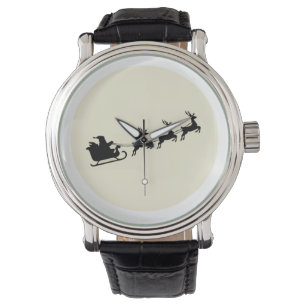 Montre Silhouette de rennes du traîneau du Père Noël sous