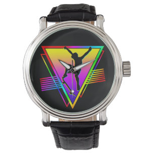 Montre Silhouette de skateboard rétro Skateur