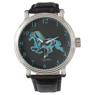 Montre Silhouette du cheval Turquoise