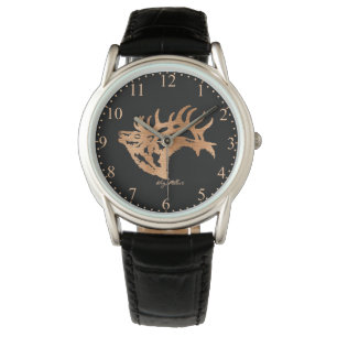 Montre Silhouette en bois d'Elk Bull