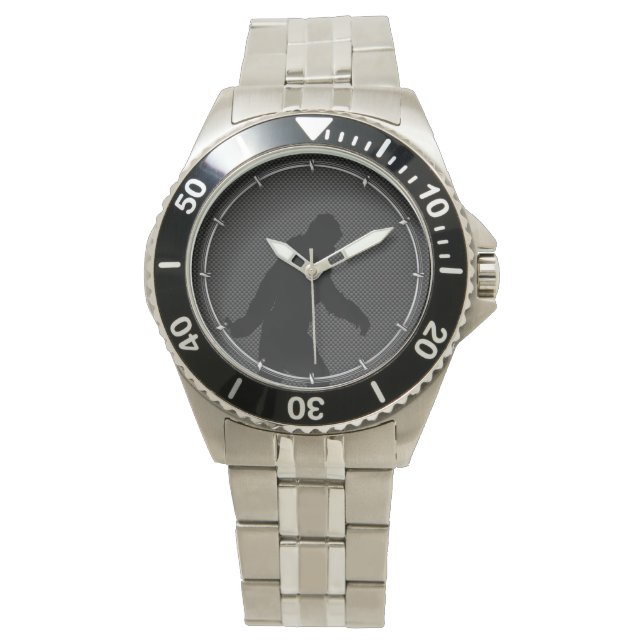 Montre Silhouette Noire Bigfoot Style Fibre de Carbone (devant)