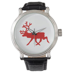 Montre Silhouette rouge de renne/caribou
