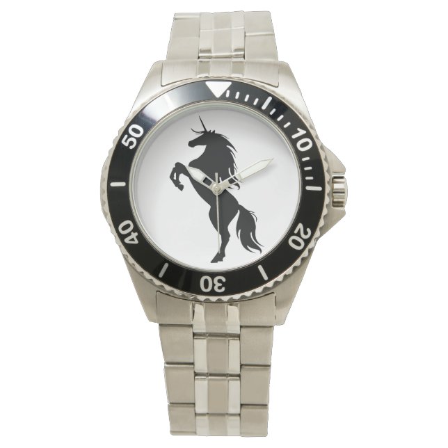 Montre Silhouette Unicorne Noire (devant)