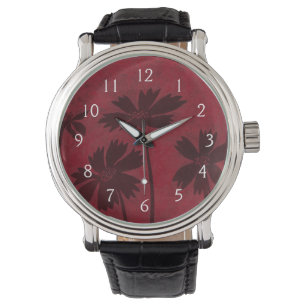 Montre Silhouettes en tête de fleurs sur Arrière - plan C
