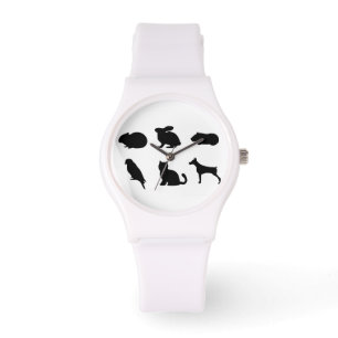Montre Silhouettes noires d'animal Temps de soin des anim
