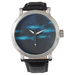 Montre Silhouettes translucides bleues de poissons