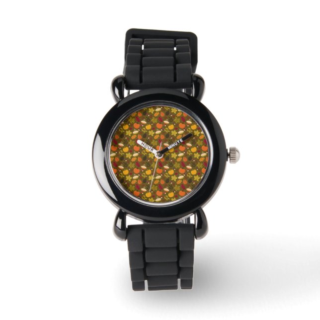 Montre Silicone Watch Motif feuille automne (Recto)