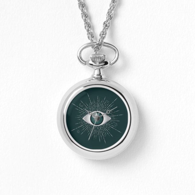 Montre Silver et Turquoise Vert Mystique mal oeil Nazar M (Recto)